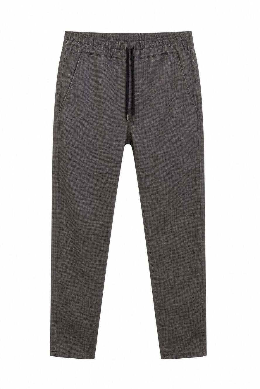 Flog Women's Micro-Check Drawstring Casual Trousers #1347